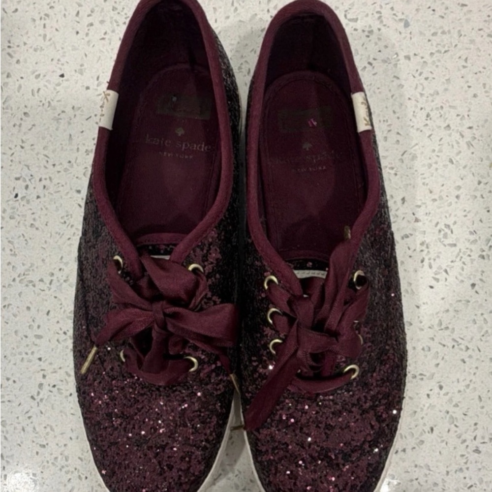 Keds x Kate Spade Burgundy Glitter Sneakers